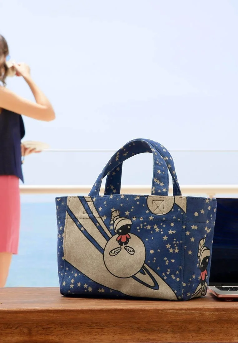Femme Vegan Bleu Medium Tote Bag - Warner Bros Marvin the Martian Motif