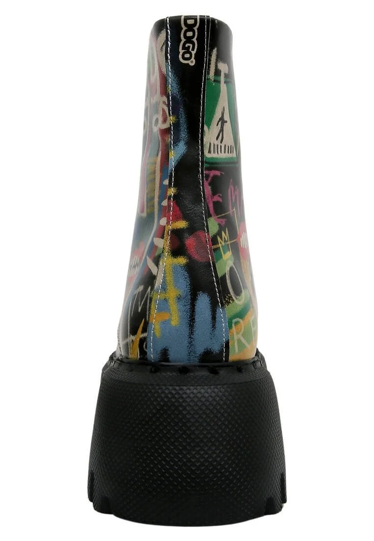 Femme Cuir Vegan Multicolore Bottes Longues - No More Drama Motif