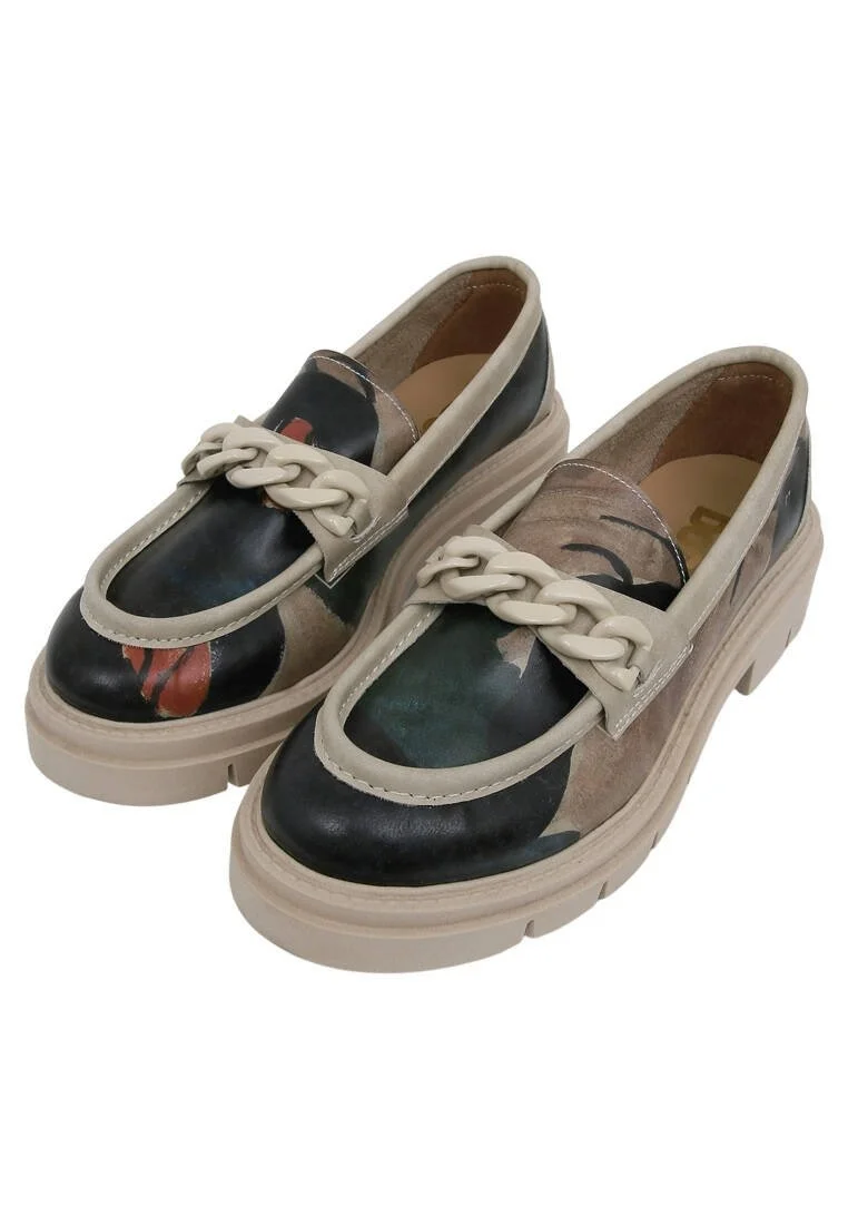 Femme Cuir Vegan Multicolore Mocassins - Petals Motif