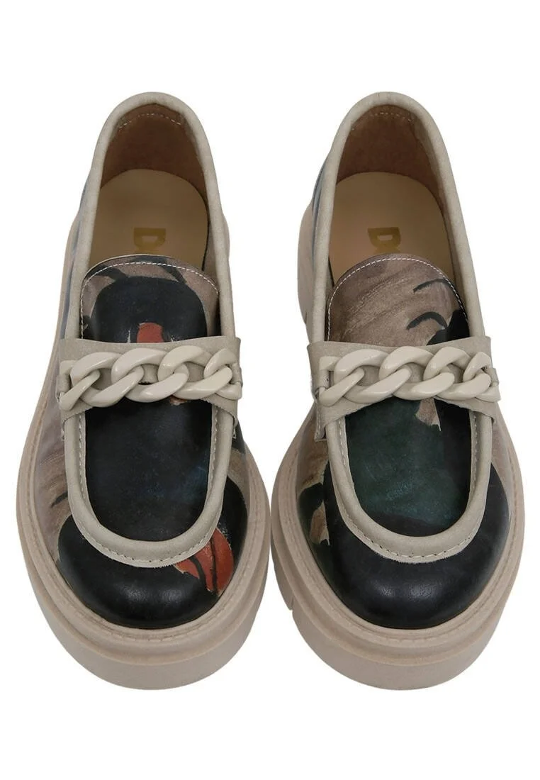 Femme Cuir Vegan Multicolore Mocassins - Petals Motif