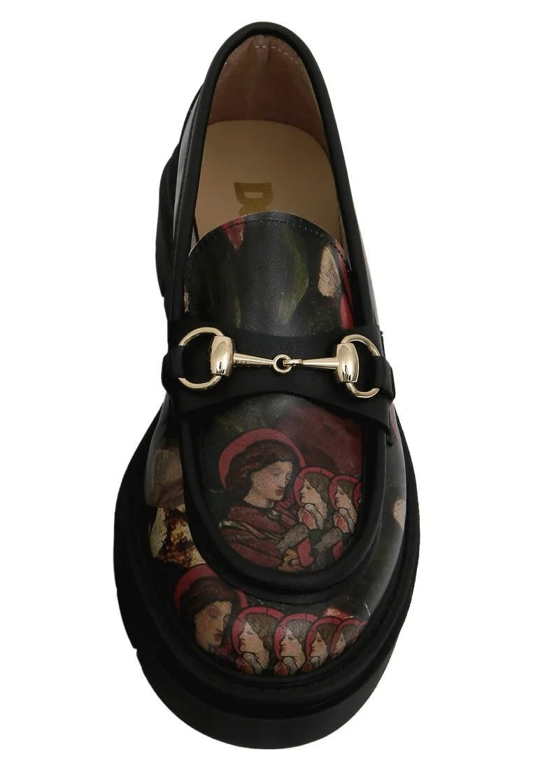 Femme Cuir Vegan Noir Mocassins - Pure Reflection Motif
