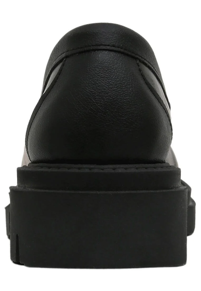 Femme Cuir Vegan Noir Mocassins - Pure Reflection Motif