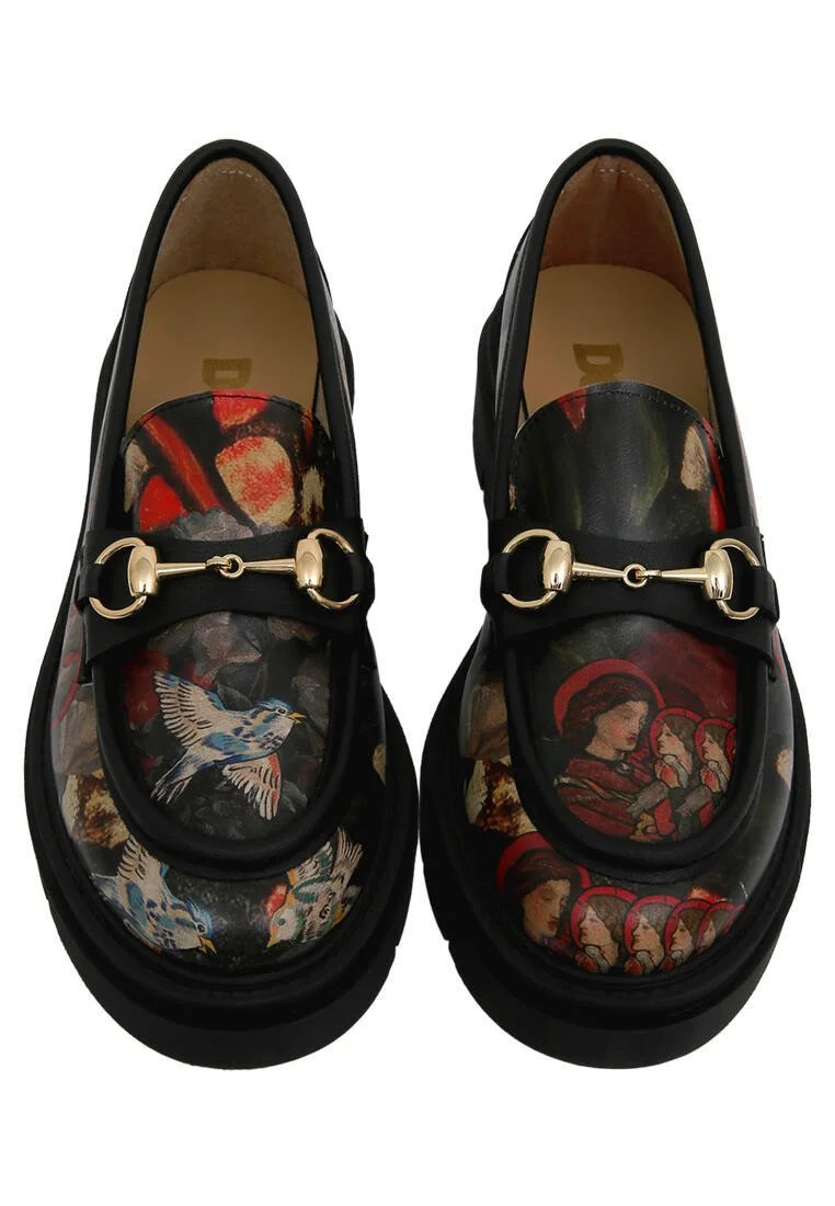 Femme Cuir Vegan Noir Mocassins - Pure Reflection Motif