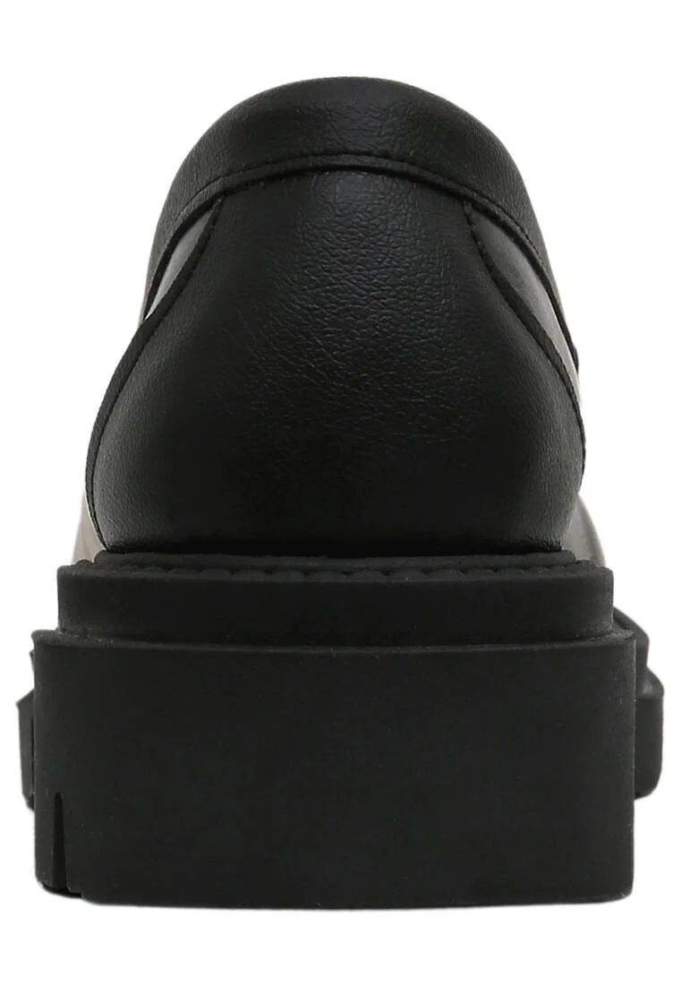Femme Cuir Vegan Noir Mocassins - Pure Reflection Motif