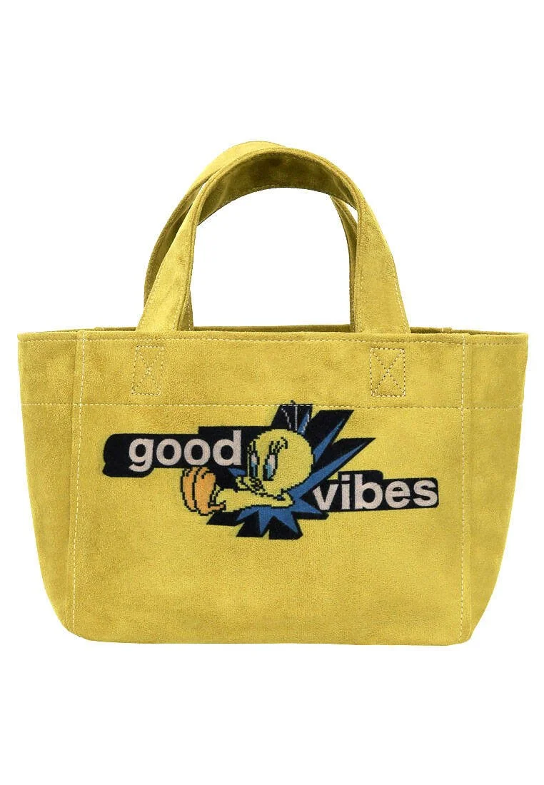 Femme Vegan Jaune Medium Tote Bag - Warner Bros Tweety Good Vibes Only Motif Femme Vegan Jaune Medium Tote Bag - Warner Bros Tweety Good Vibes Only Motif