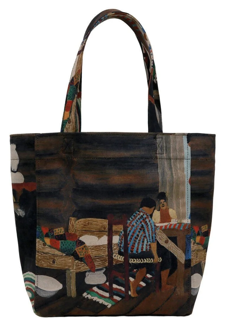 Femme Vegan Multicolore Large Tote Bag - Family Time Motif