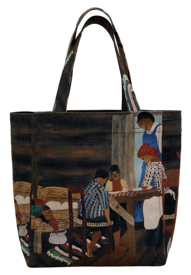 Femme Vegan Multicolore Large Tote Bag - Family Time Motif