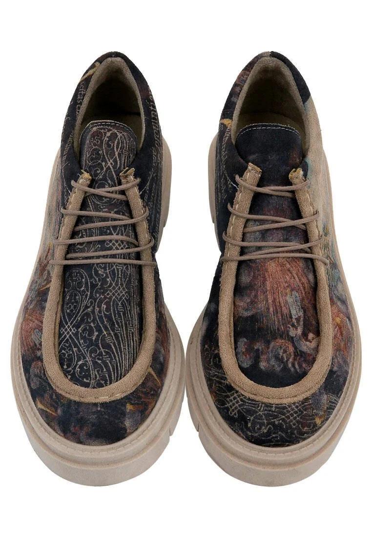 Femme Vegan Multicolore Mocassins - The Model Book of Calligraphy Motif