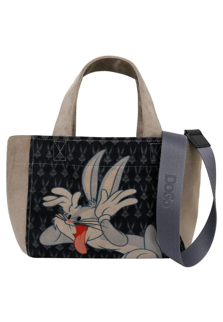 Dogo - Femme Vegan Noir Medium Tote Bag - Warner Bros Bugs Bunny Playful Bugs Motif Dogo - Femme Vegan Noir Medium Tote Bag - Warner Bros Bugs Bunny Playful Bugs Motif