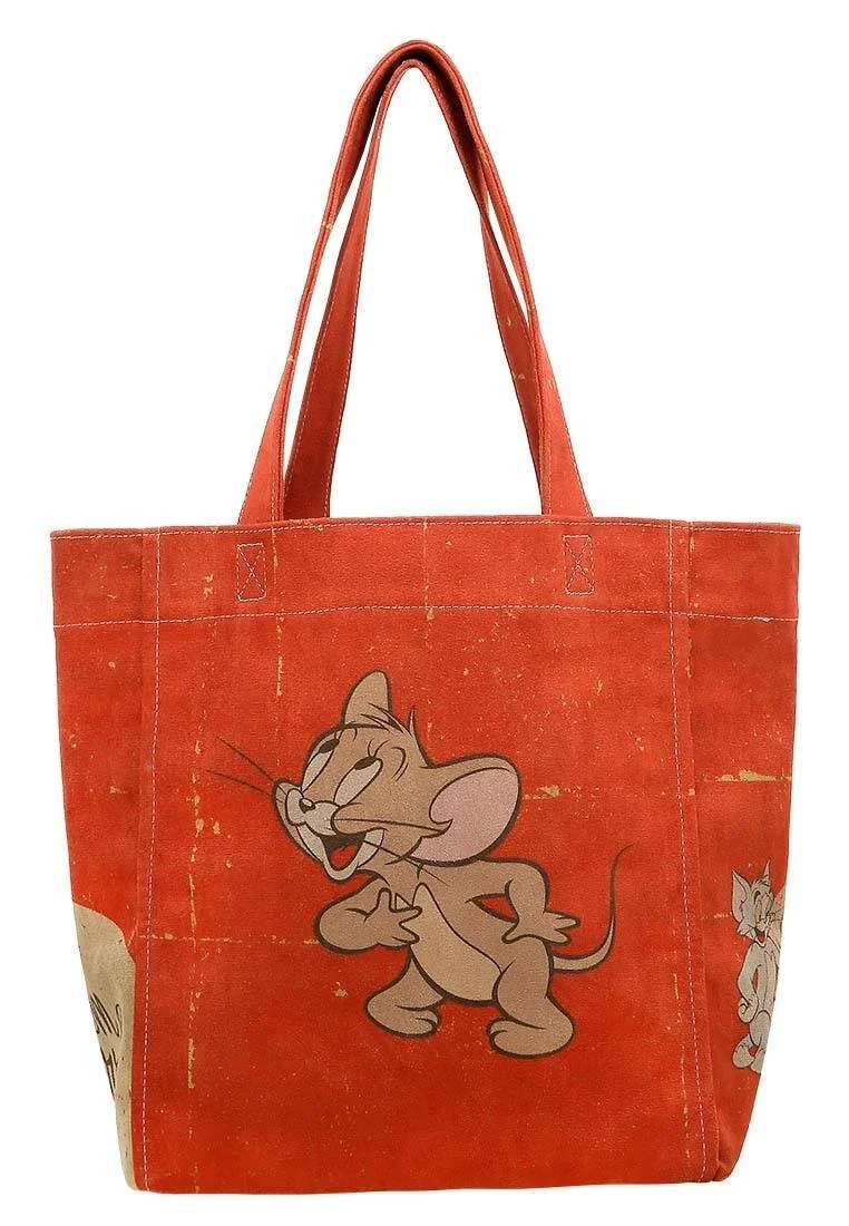 Femme Vegan Orange Large Tote Bag - Warner Bros Tom & Jerry Motif