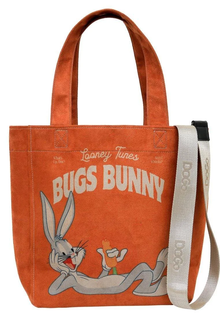 Dogo - Femme Vegan Orange Large Tote Bag - Warner Bros Red Hot Bunny Motif Dogo - Femme Vegan Orange Large Tote Bag - Warner Bros Red Hot Bunny Motif