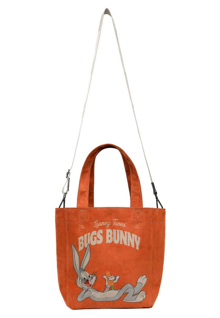 Dogo - Femme Vegan Orange Large Tote Bag - Warner Bros Red Hot Bunny Motif (1) Dogo - Femme Vegan Orange Large Tote Bag - Warner Bros Red Hot Bunny Motif (1)