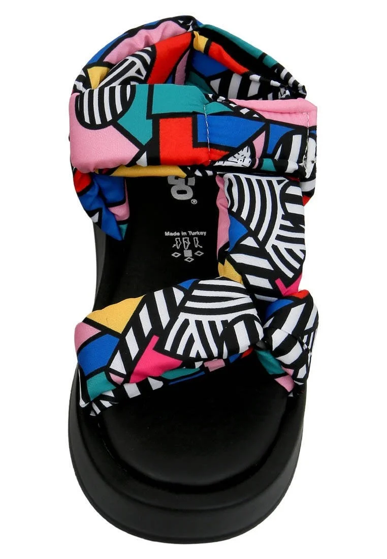 Femme Vegan Multicolore Sandales Compensées - Painting in Harmony Motif