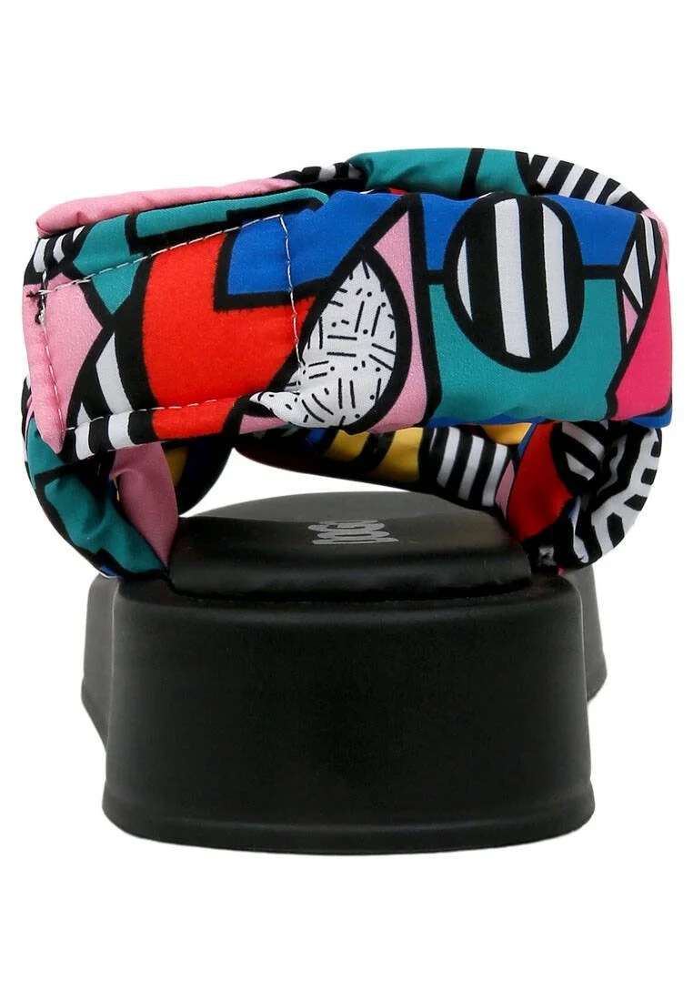 Femme Vegan Multicolore Sandales Compensées - Painting in Harmony Motif