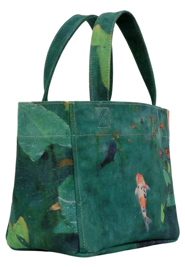Femme Vegan Vert Medium Tote Bag - Koi Motif