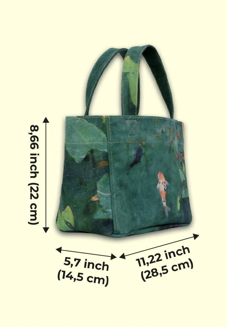 Femme Vegan Vert Medium Tote Bag - Koi Motif