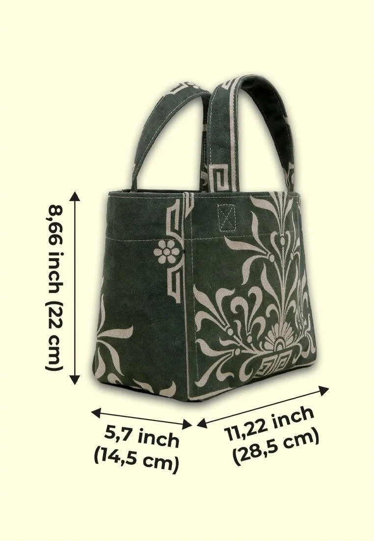 Femme Vegan Vert Medium Tote Bag - Antique Vert Motif
