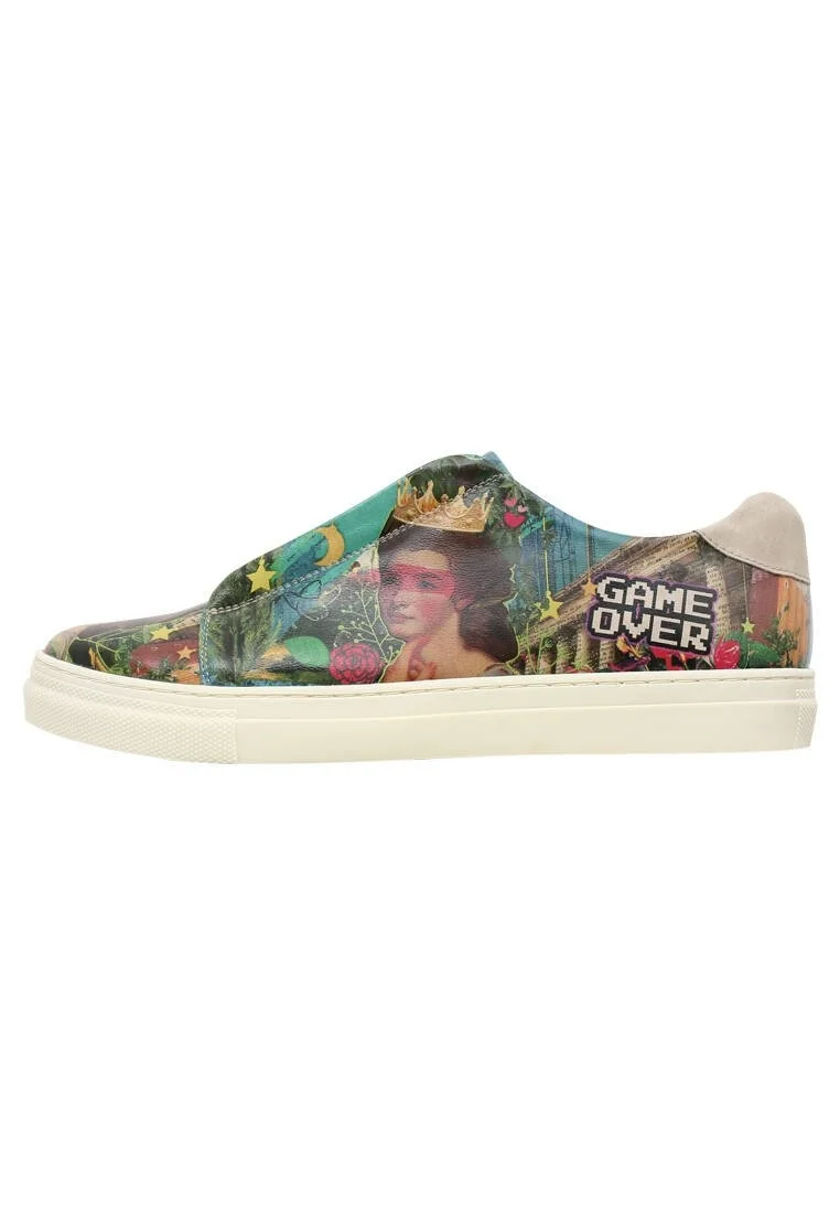 Homme Cuir Vegan Multicolore Baskets à Enfiler - Game Over Princess Motif