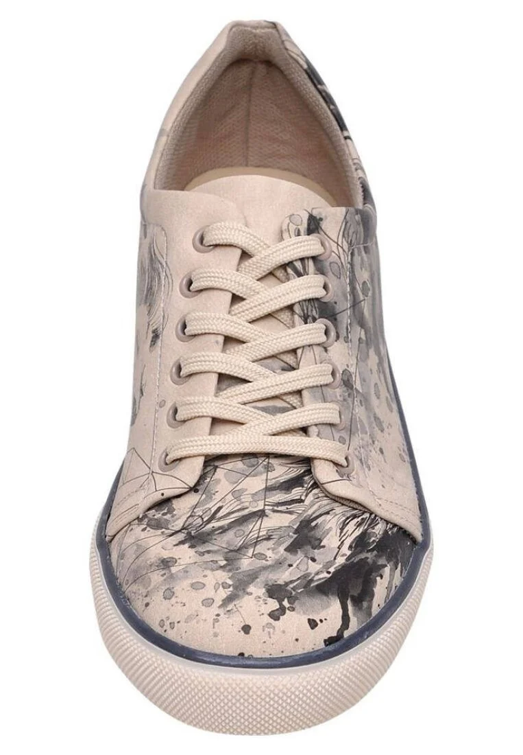 Homme Cuir Vegan Beige Baskets - Lion King Motif