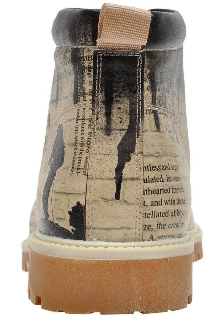 Homme Cuir Vegan Beige Bottines - The Right Path Motif