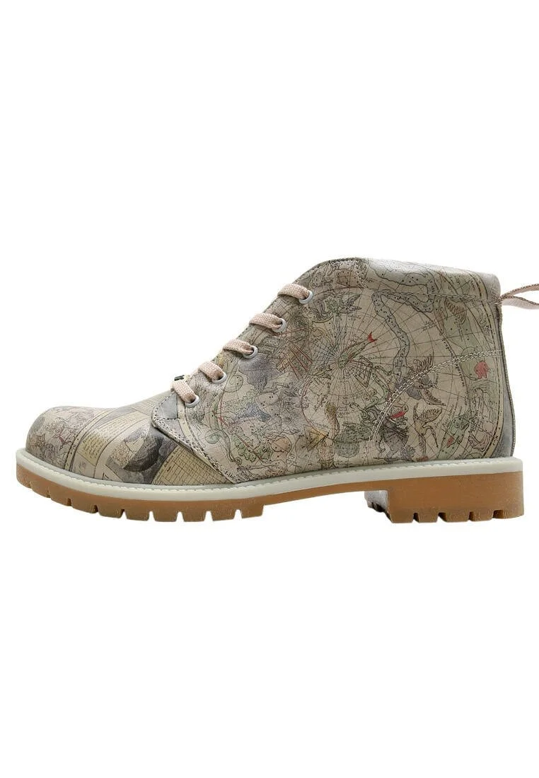Homme Cuir Vegan Beige Bottines - Astronomy Map Motif
