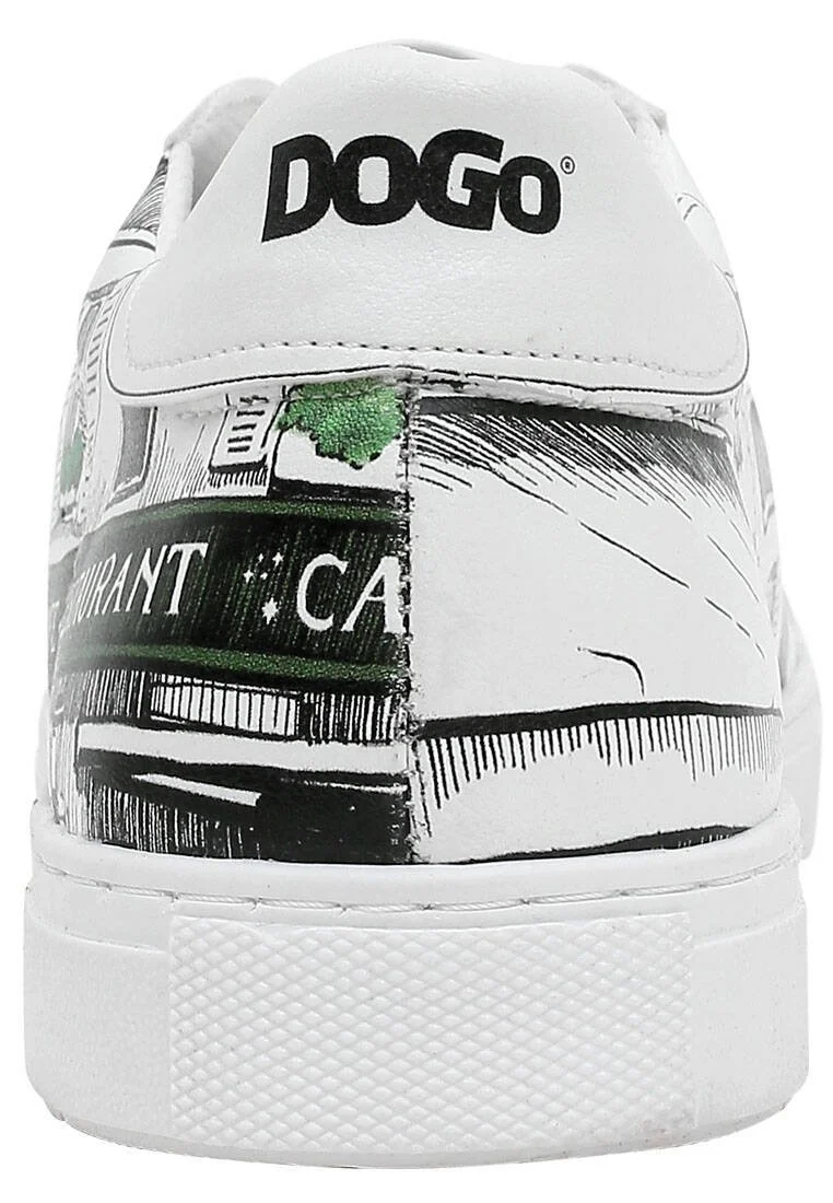 Homme Cuir Vegan Blanc Baskets - La Vie Parisienne Motif
