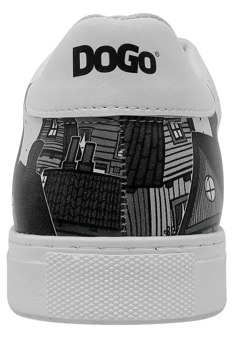 Homme Cuir Vegan Blanc Baskets - Night Lovers Motif