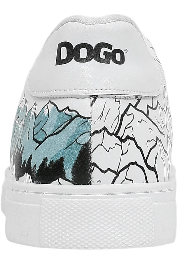 Homme Cuir Vegan Blanc Baskets - Mountain Explorer Motif