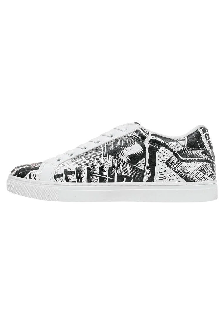 Homme Cuir Vegan Blanc Baskets - No Limits Motif