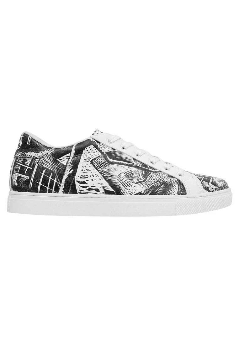 Homme Cuir Vegan Blanc Baskets - No Limits Motif