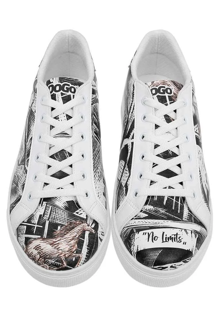 Homme Cuir Vegan Blanc Baskets - No Limits Motif