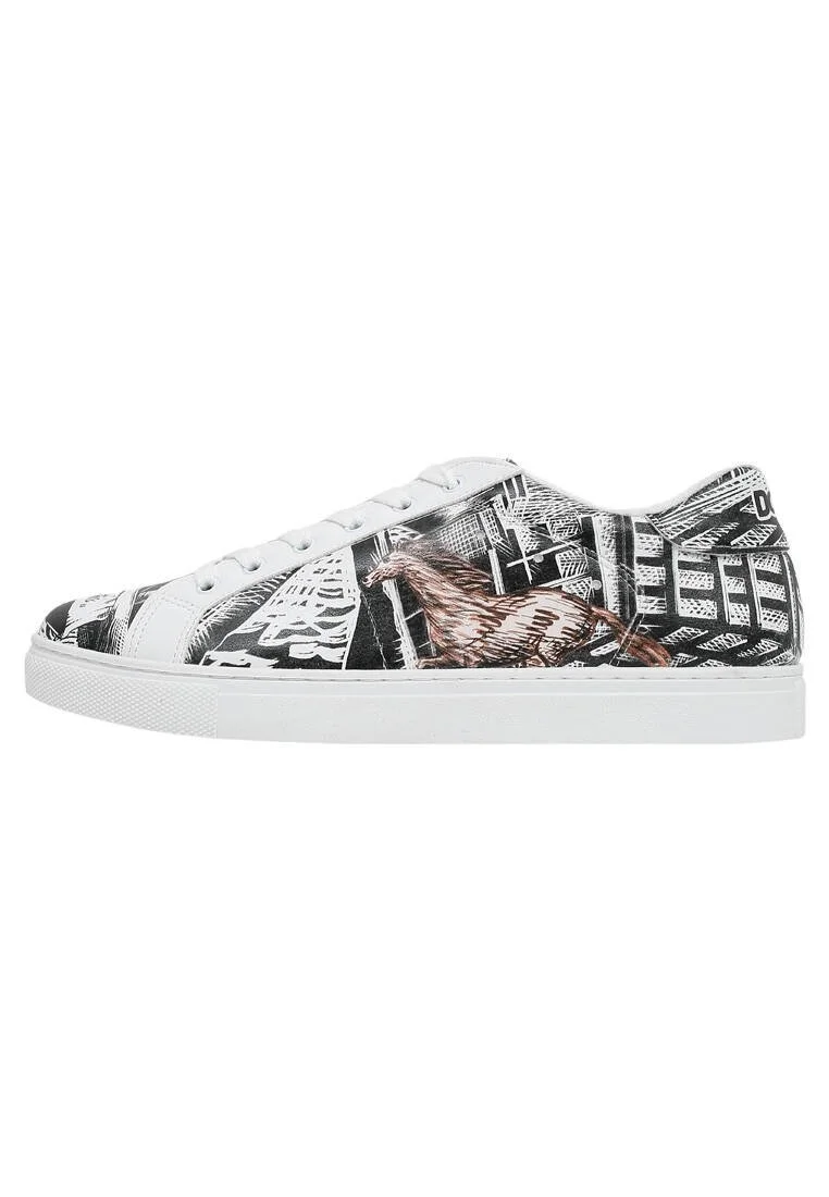 Homme Cuir Vegan Blanc Baskets - No Limits Motif