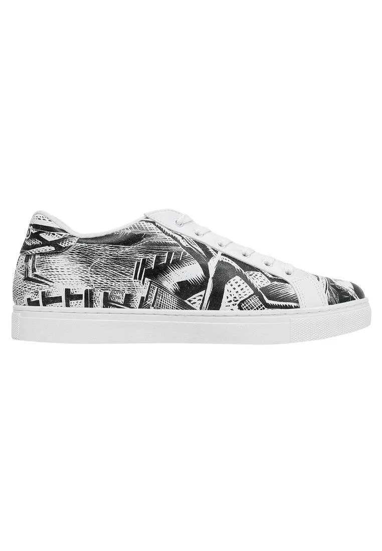 Homme Cuir Vegan Blanc Baskets - No Limits Motif