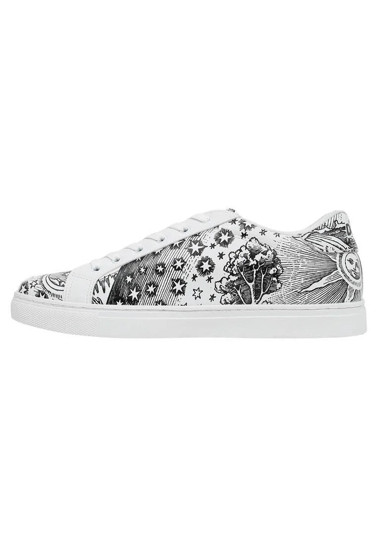 Homme Cuir Vegan Blanc Baskets - Flammarion Motif