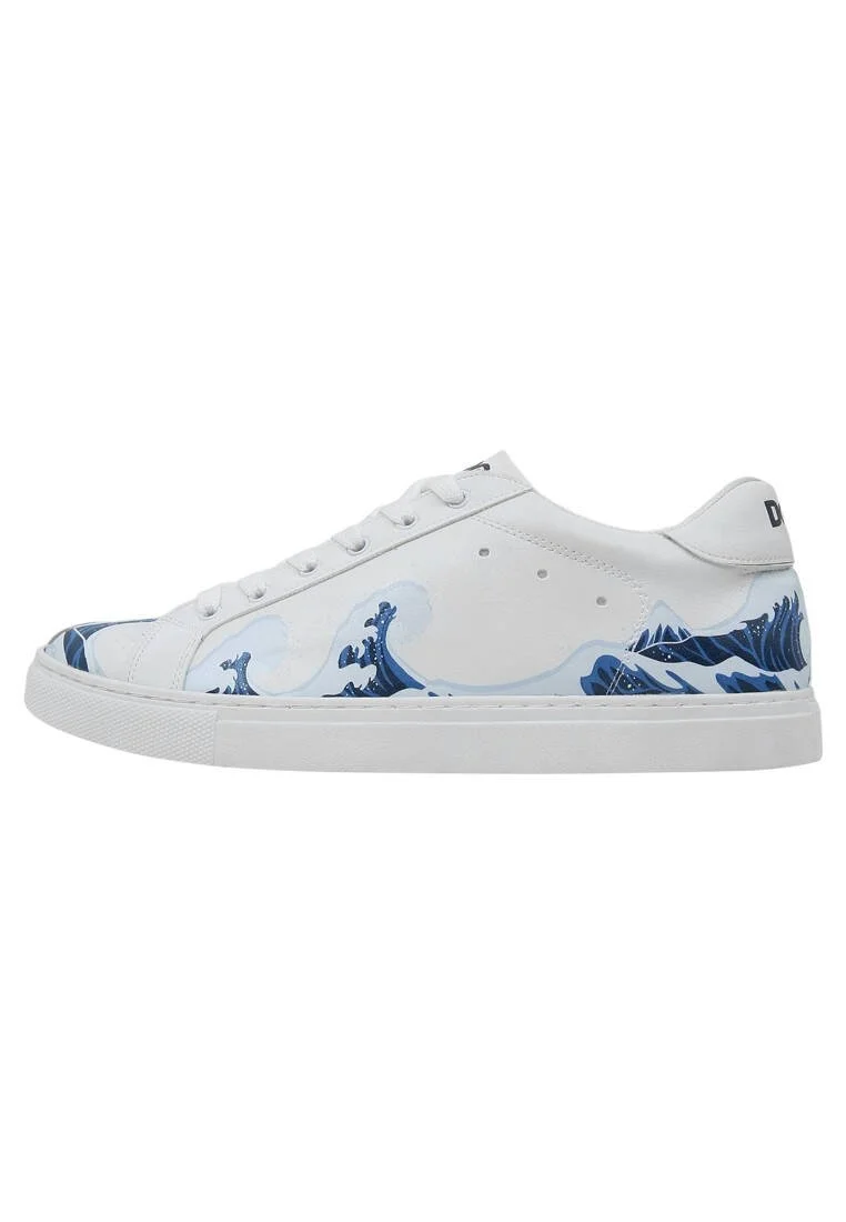 Homme Cuir Vegan Blanc Baskets - Lighthouse Motif