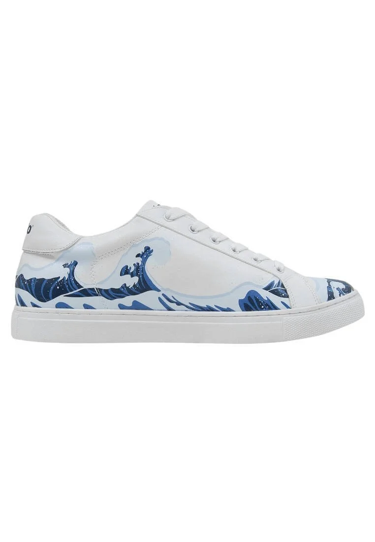 Homme Cuir Vegan Blanc Baskets - Lighthouse Motif
