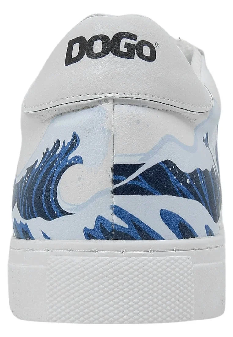Homme Cuir Vegan Blanc Baskets - Lighthouse Motif