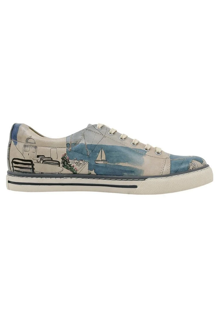 Homme Cuir Vegan Bleu Baskets - Meet me Halfway Motif