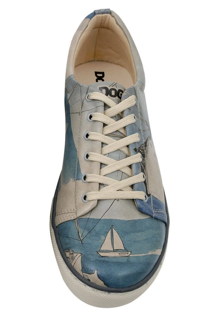 Homme Cuir Vegan Bleu Baskets - Meet me Halfway Motif