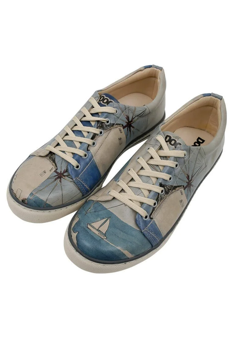 Homme Cuir Vegan Bleu Baskets - Meet me Halfway Motif
