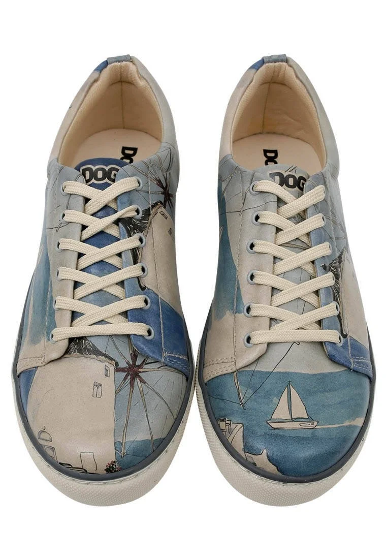 Homme Cuir Vegan Bleu Baskets - Meet me Halfway Motif