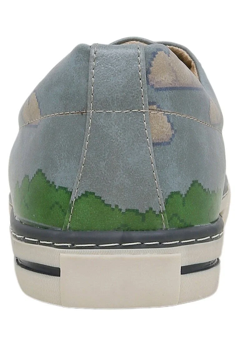 Homme Cuir Vegan Bleu Baskets - Play Again Motif