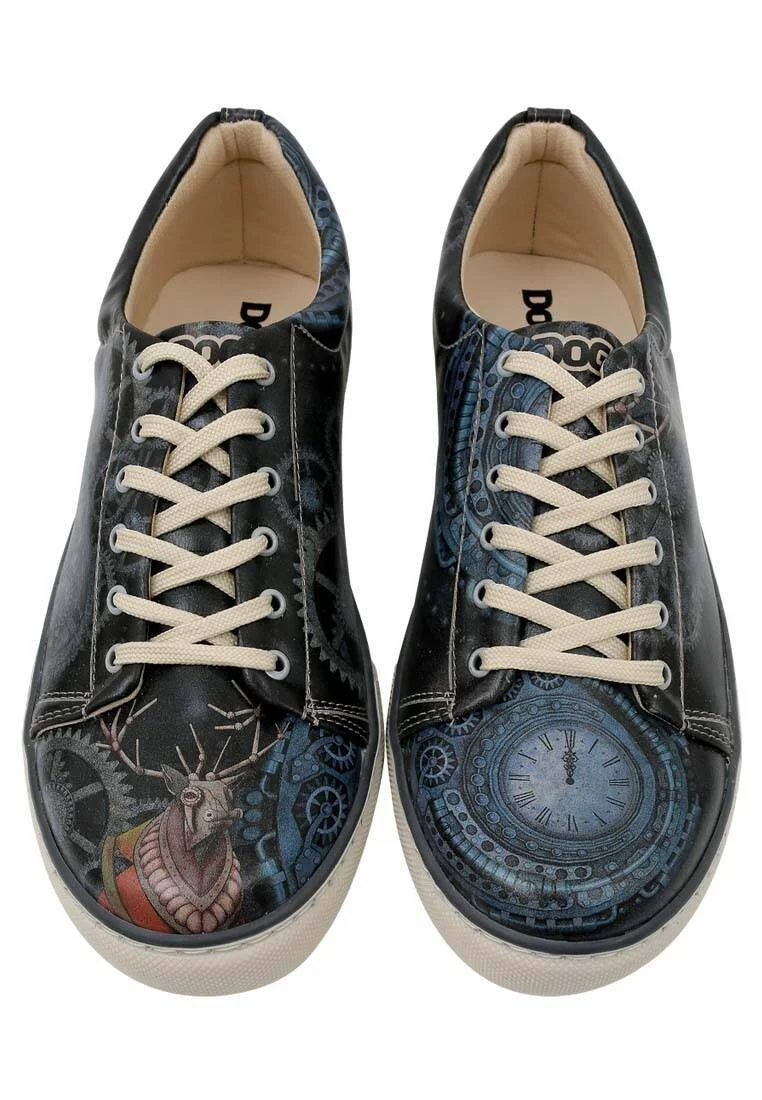 Homme Cuir Vegan Bleu foncé Baskets - Time's Up Deer Motif