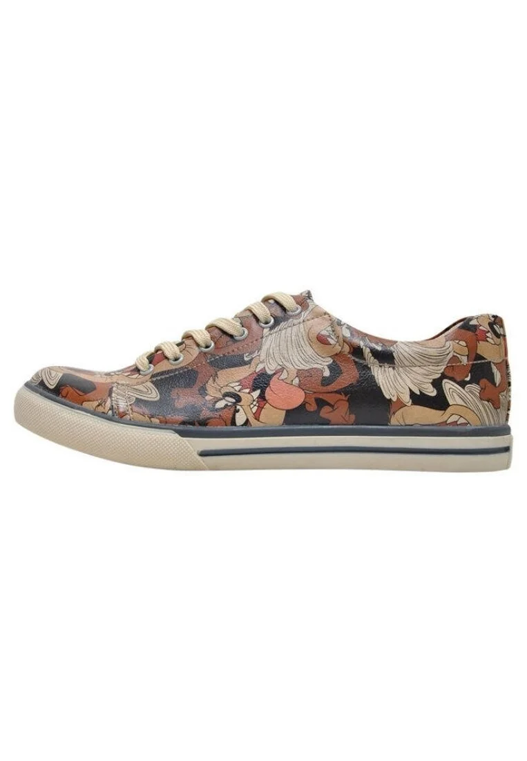 Homme Cuir Vegan Brun Baskets - Warner Bros Tasmanian Devil Taz in Taz Motif