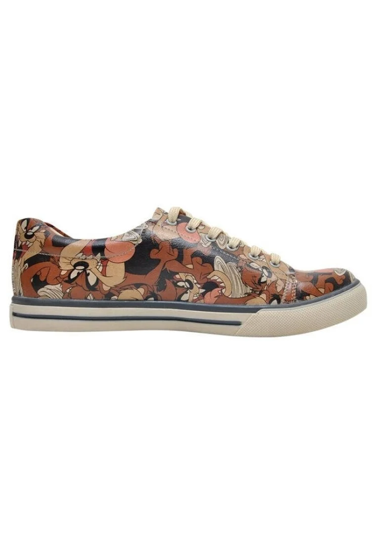 Homme Cuir Vegan Brun Baskets - Warner Bros Tasmanian Devil Taz in Taz Motif
