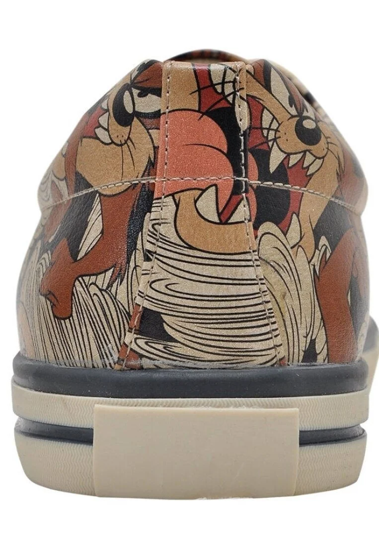 Homme Cuir Vegan Brun Baskets - Warner Bros Tasmanian Devil Taz in Taz Motif