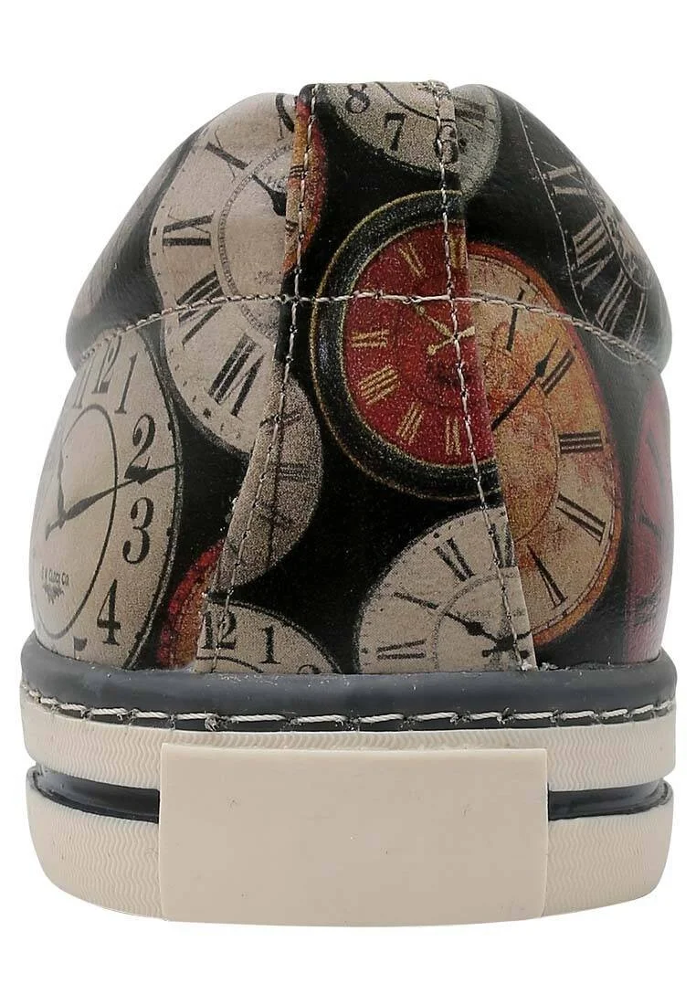 Homme Cuir Vegan Noir Baskets - Time Waits for No-one Motif