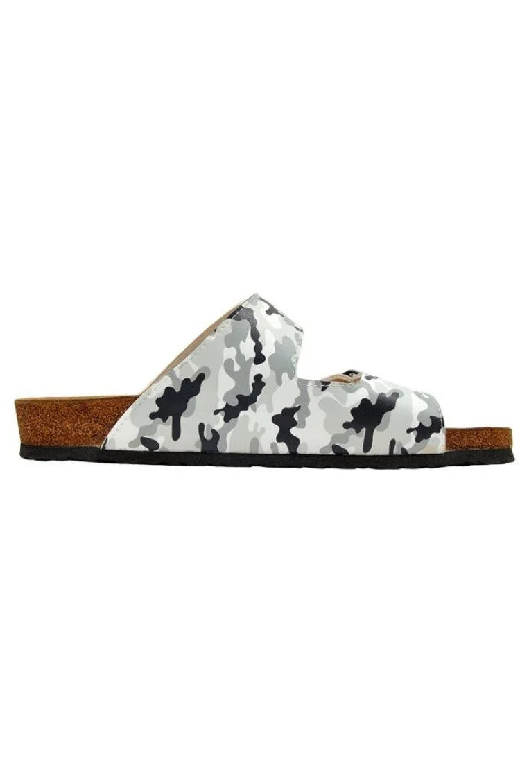 Homme Cuir Vegan Noir Chaussons - Black Camo Motif
