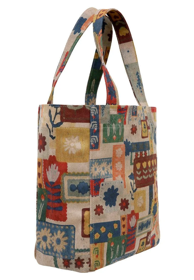 Kadın Vegan Çok Renkli Large Tote Bag - Anatolian Patterns Tasarım