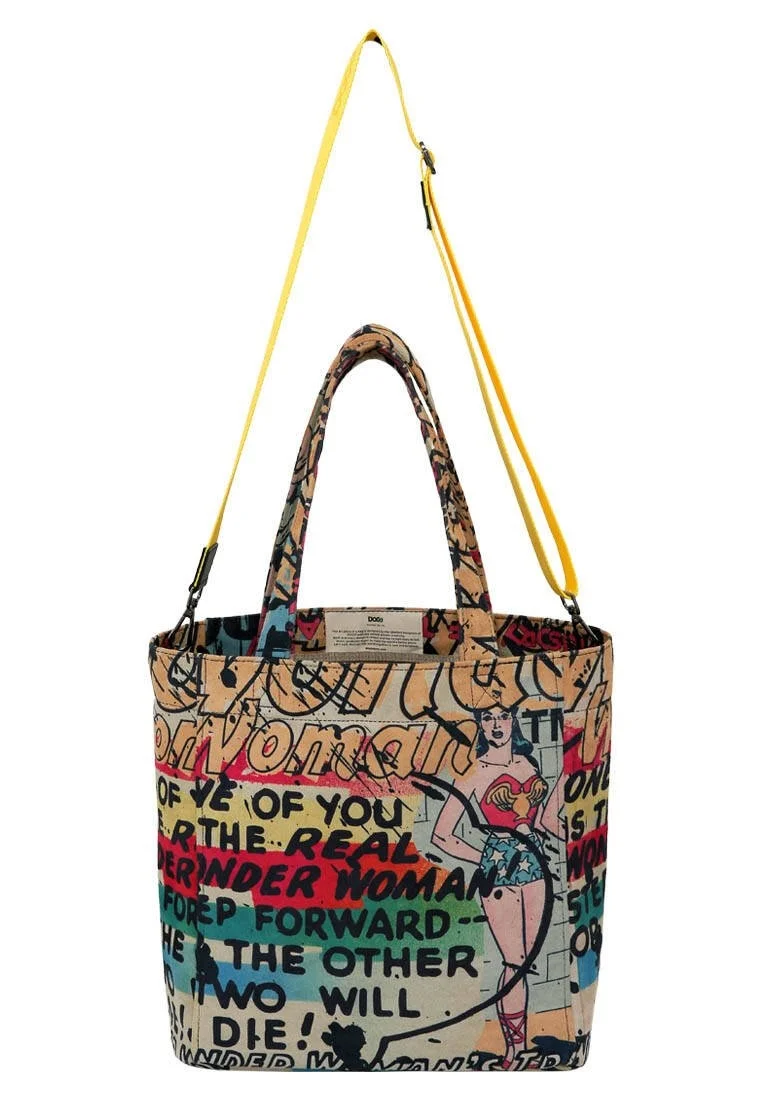 Kadın Vegan Çok Renkli Large Tote Bag - Warner Bros Wonder Woman Tasarım